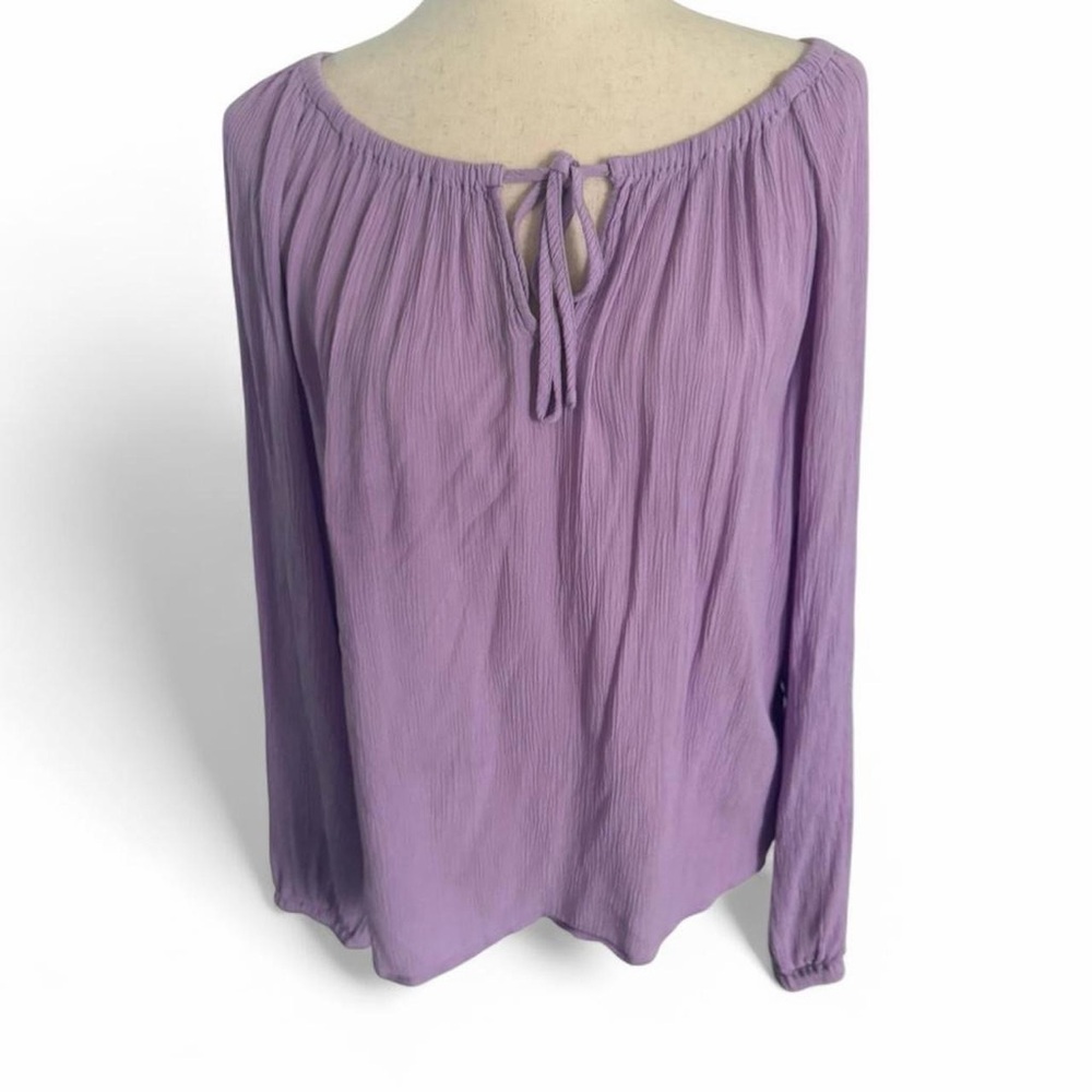 Sanctuary Lavender Size Large Tie Neck Blouse Balloon Sleeve Boho Romantic Gauzy